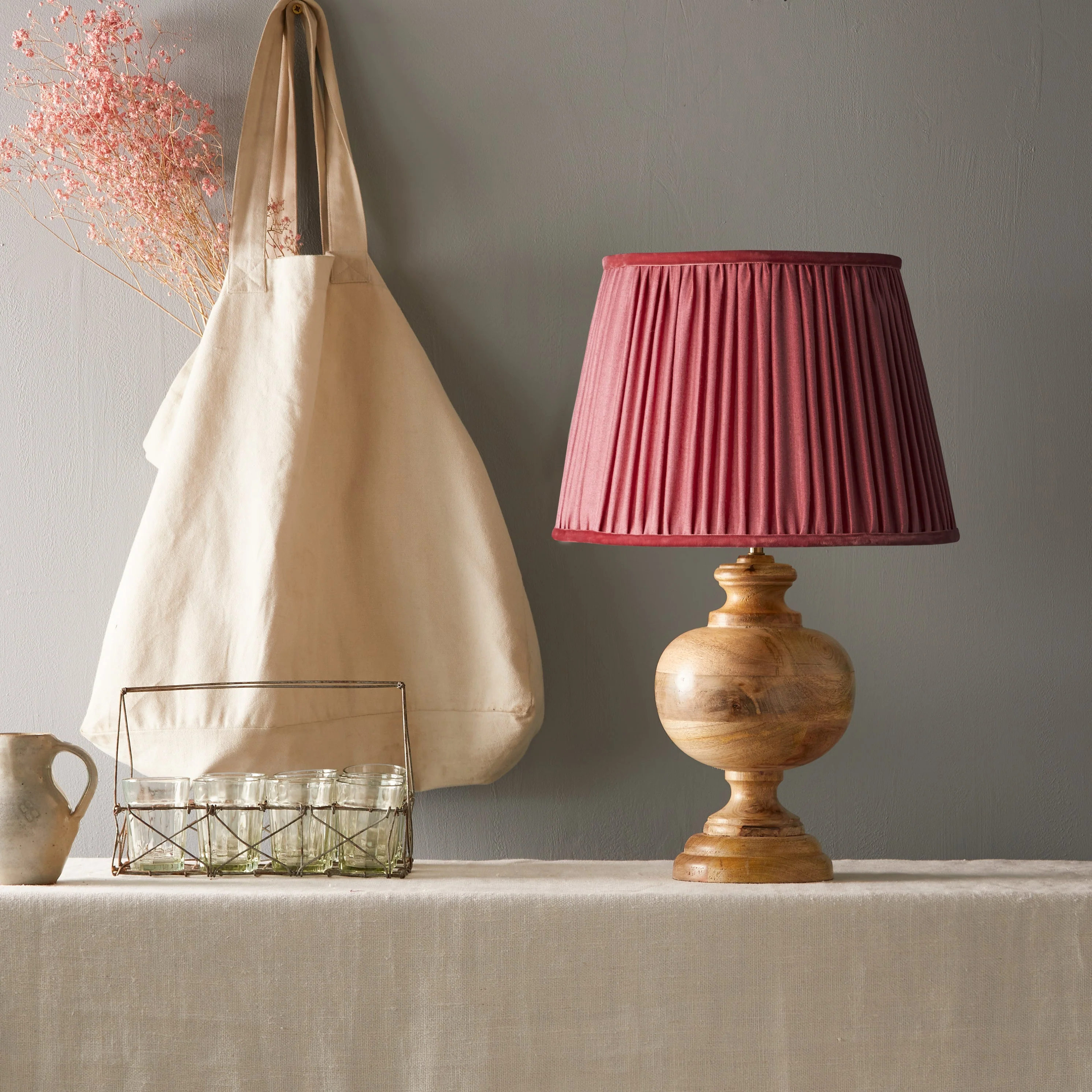 30cm straight empire shade in currant silk with velvet tape - Image 4
